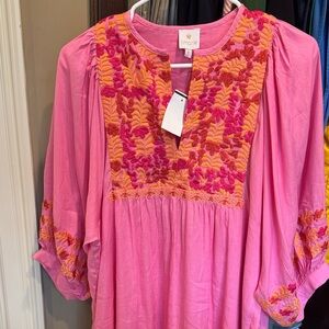 J.Renee Pink and Orange Embroidered Maxi Dress